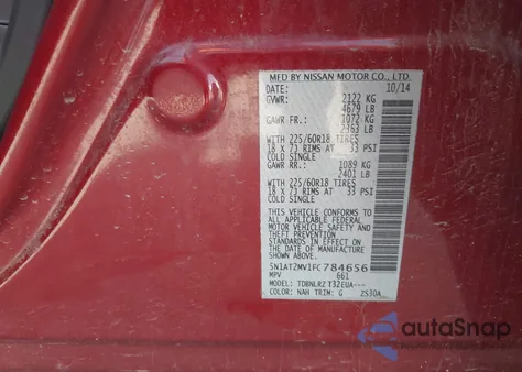 2015 Nissan Rogue S/Sl/Sv из США, поврежденный, VIN 5N1AT2MV1FC784656